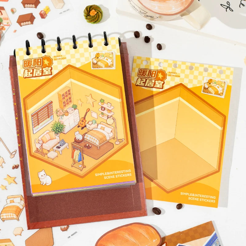 40 Sheets/Bag Mini World Scenery Stickers Set for Scrapbook Journal DIY Planner Phone Case Notebook Decoration Craft Gift Qme