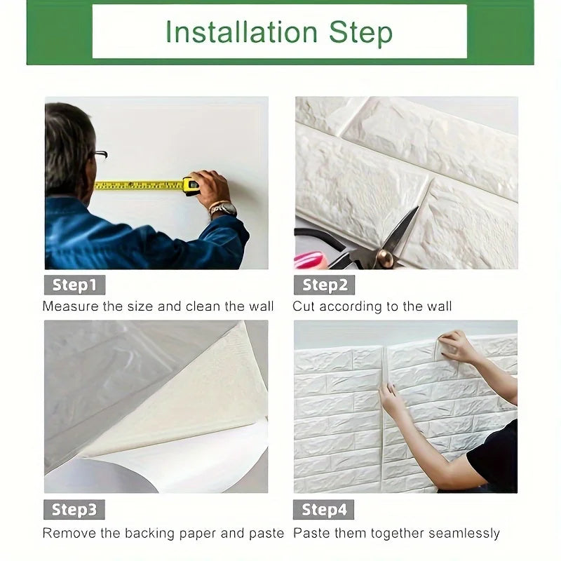 5Pcs 3D Brick Soft Foam Wallpaper 77cmx70cm Self Adhesive Waterproof Wall Sticker Stain Resistant Indoor Living Home Wall Decor Qme