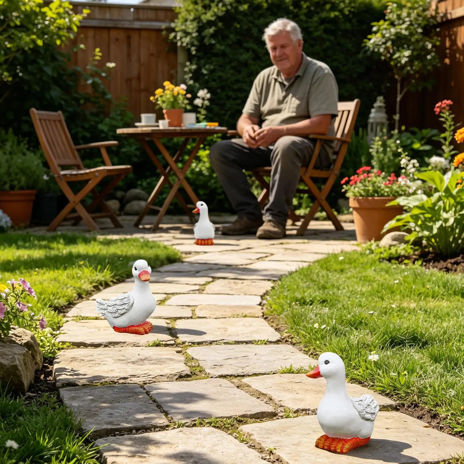Duck Statue Cute Resin Realistic Figurine Garden Landscaping Porch Qme