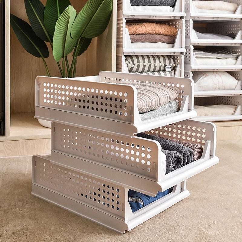 High-capacity Foldable Plastic Storage Box Household Stackable Drawer Qme