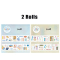 Watercolor Style Campus Stationery Washi Tape, Multi-Pattern Cartoon School Supplies for Themed Scrapbooking & Decoration Qme 2 rolls-A