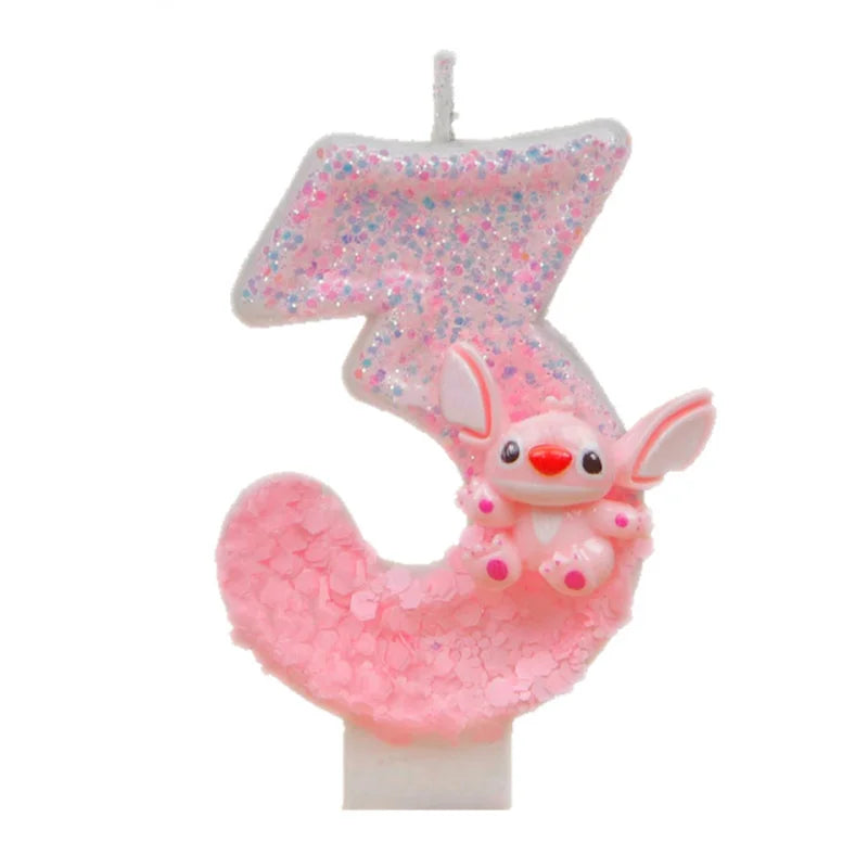 Stitch Digital Candles 0-9 Cute and Creative Pink Birthday Candles for Cartoon Cakes Sets the Mood Qme
