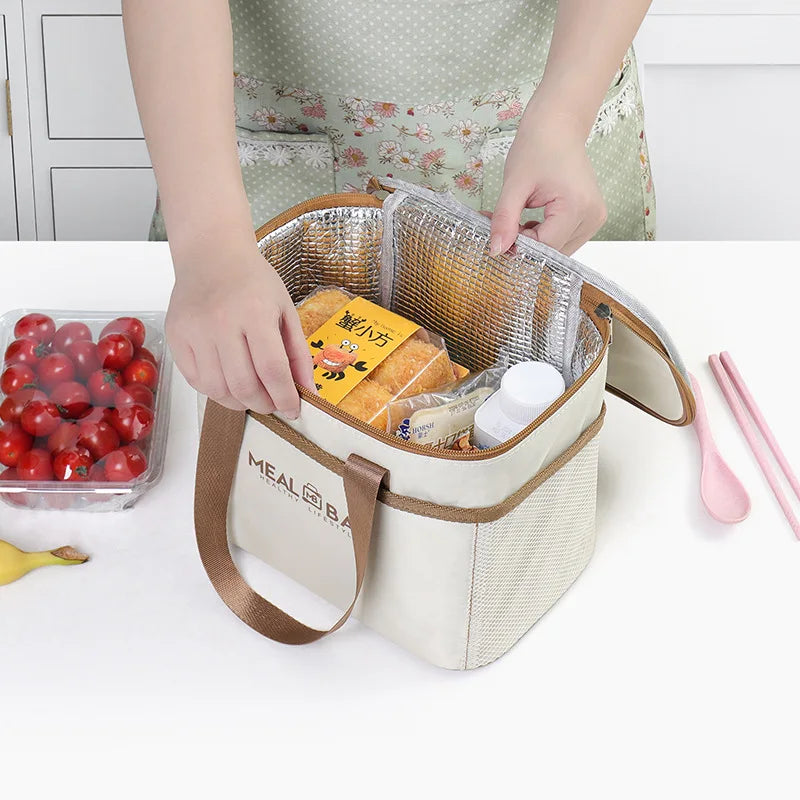 Insulated Lunch Bag Waterproof Large Capacity Thermal Food Container Portable Camping Oxford Icebox Thickened Lunch Box School Qme