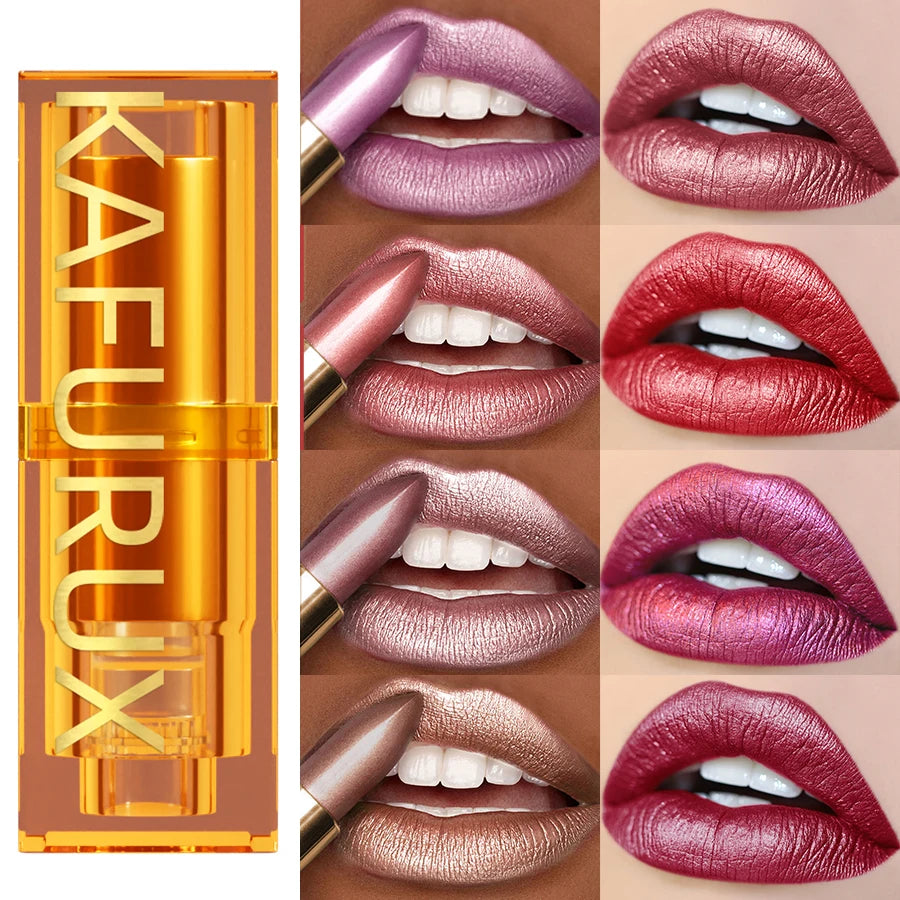 16Colors Bold Intense Glitter Shiny Metallic Lipstick Lip Tint Long Qme