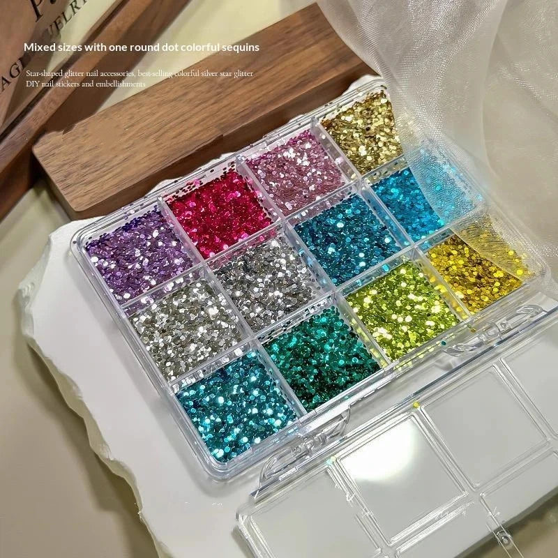 Manicure Glitter Decoration 1 Box Mini Ultra Thin Round Wave Dot Star Qme A3