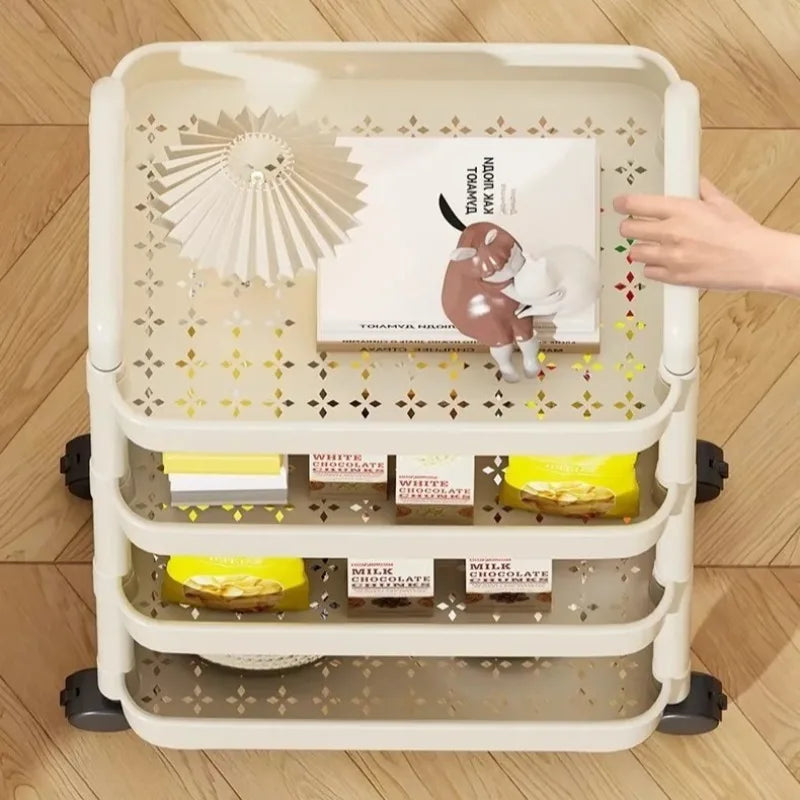 Trolley Handlebar Storage Rack Floor-standing Multi-layer Kitchen Qme