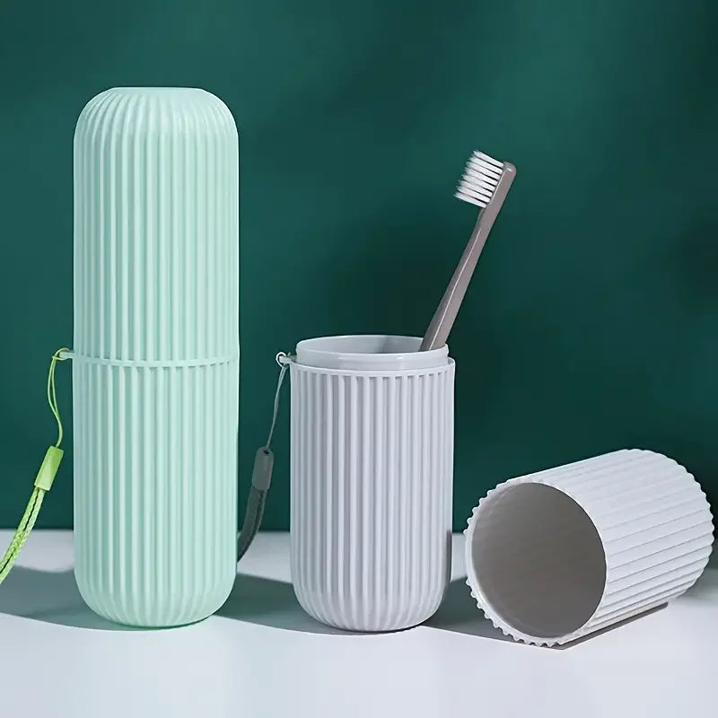 Portable Travel Toothbrush Box With Mouthwash Cup Convenient Brushing Cup And Toothwash Tooth Cylinder For Bathroom Essentials Qme