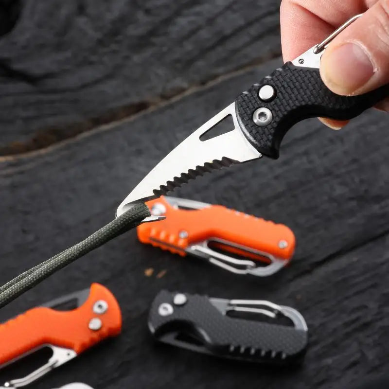 Outdoor Camping Portable Folding Knife Multifunctional Serrated Hook Qme