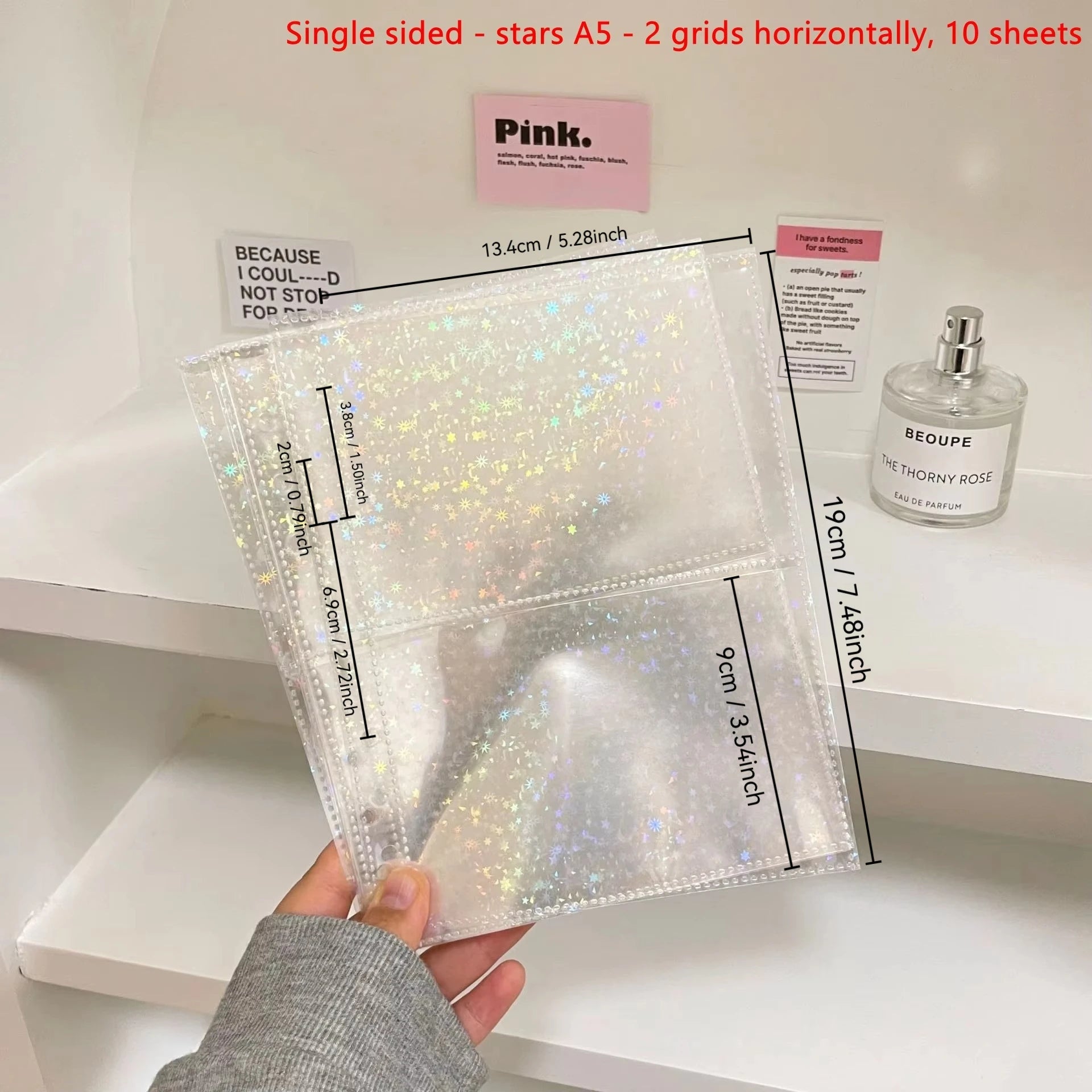 10Pcs/set Pockets Grids Photo Album A5 Inner Page Photocard Binder Photo Sleeve 6 Ring Refill Inner Page Photocard Kpop Qme Star A5-2 grid