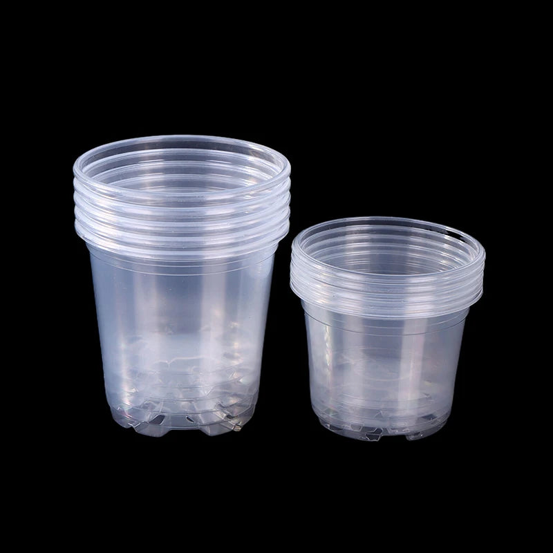5Pcs Transparent Plastic Flowerpot Drainage Hole Pot Gardening Root Growth Visibility For All Plants Water Damage Protection Qme