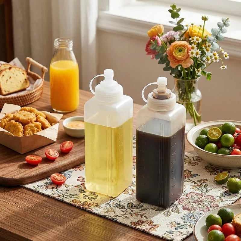 1000ML Squeeze The Sauce Bottle Large Diameter Plastic Condiment Dispenser Kitchen Seasoning Salad Dressing Olive Oil Bottle Qme