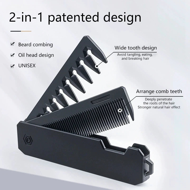 Multifuncional Pocket Folding Combs Plastic Wide Tooth Oil Head Comb Qme