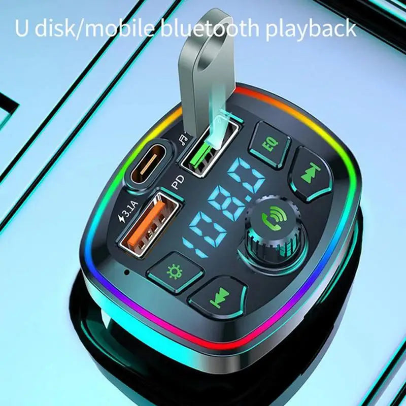 Versatile Bluetooth 5 0 Car Charger FM Transmitter PD 18W Type-c Dual Qme