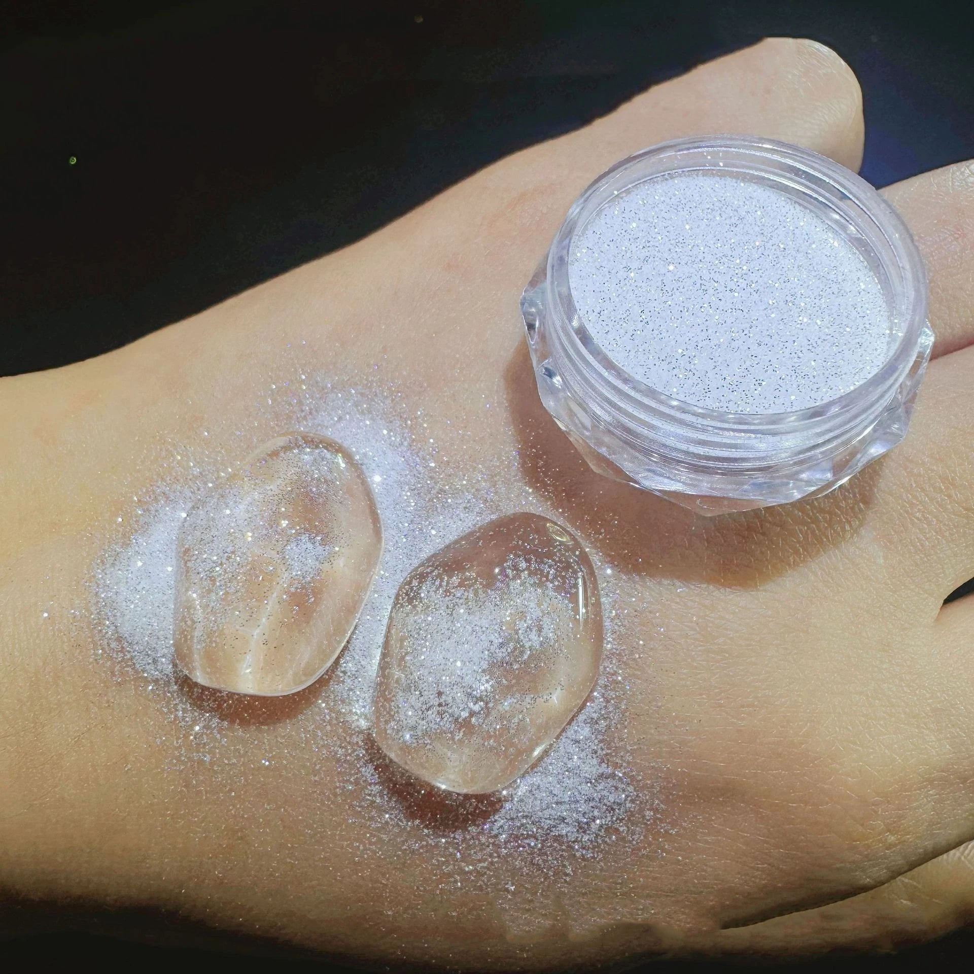 Galaxy Star Diamond Powder Aurora Chrome Nail Glitter Mix of White Sparkle Shiny Sequins for Nail Art Manicure Decorations 500g Qme