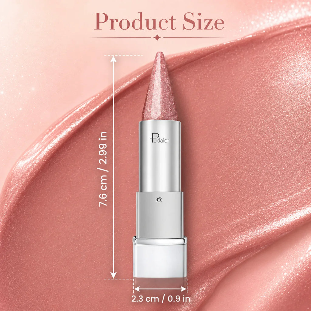 Shimmer Lipstick Fine Glow Pink Nude Lip Balm Long Lasting Qme