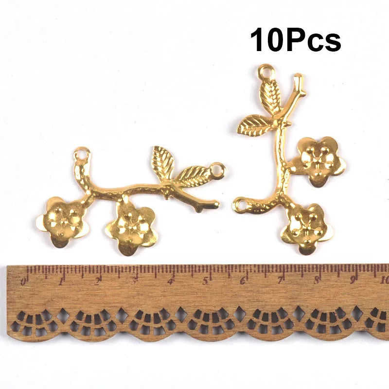 Mixed Gold Leaf Filigree Wraps Metal Crafts Connectors For Making Jewelry Accessories DIY Scrapbook Handicraft Home Decor yk0912 Qme 34x55mm 10cps