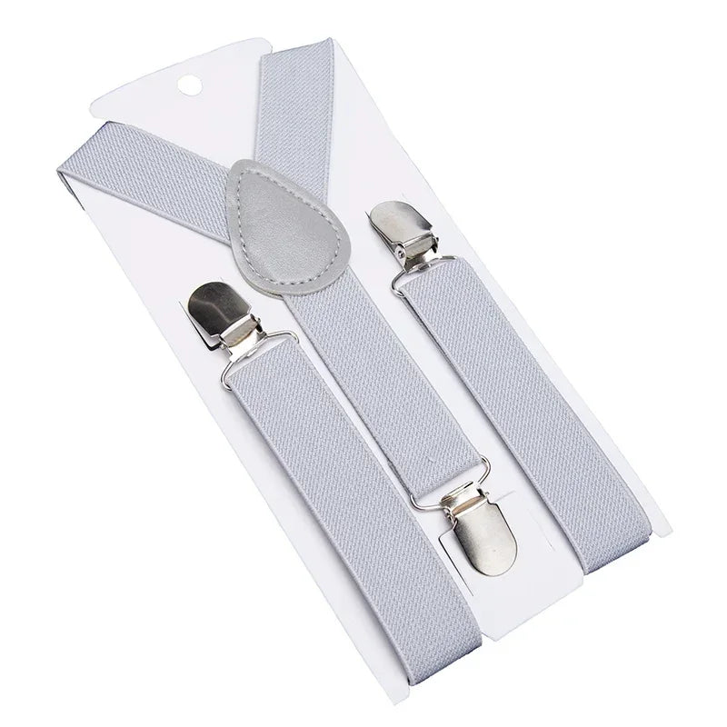 Solid Kids Suspenders Fashion Children Boys Braces Girls Elastic Qme LIGHT GRAY China Mainland