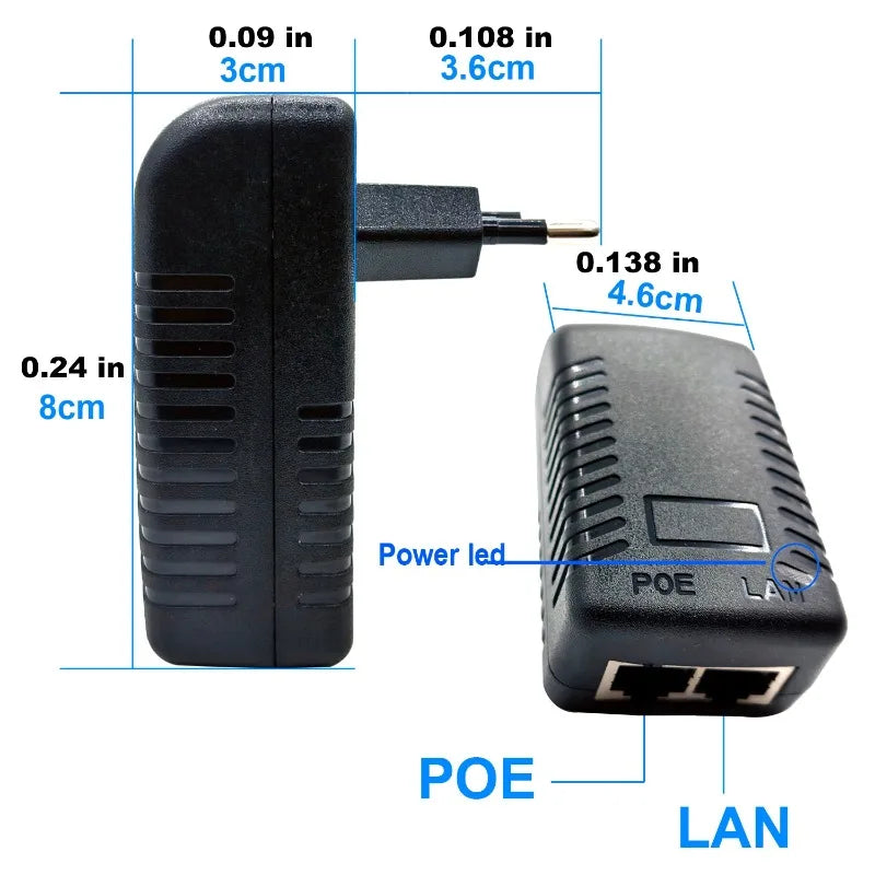 2pcs 48V POE 0.5A EU Plug CCTV Security Surveillance POE Power Supply Adapter for Injector Ethernet IP Camera POE Qme