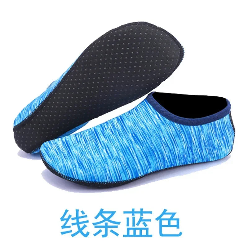 Non-slip Unisex Water Shoes Swimming Diving Socks Summer Aqua Beach Qme B-Line Blue XS (32-33 )