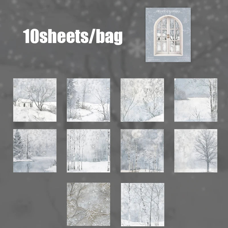 10 Sheets/Bag Winter Snowflake Theme Realistic Snow Particle 3D Sticker Pack for DIY Scrapbook Phone Case Notebook Background Qme 5