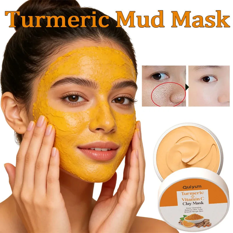 Turmeric Mud Mask Cleansing Pore Vitamin C Mud Mask Eliminate Pimples Inhibit Melanin Exfoliating Shrink Pores Face Skin Care Qme