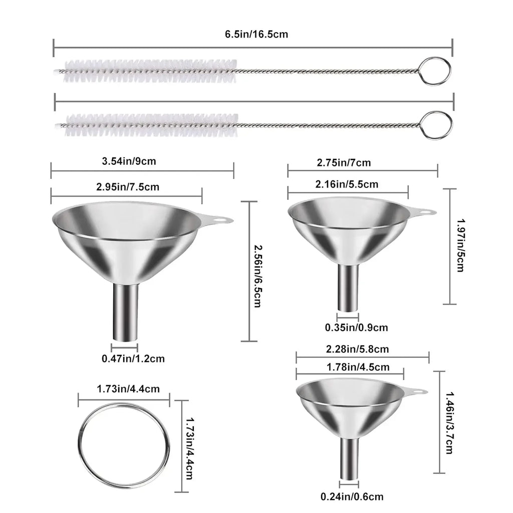 Stainless Steel Funnels Kitchen Food Grade Metal Filling Bottles Qme