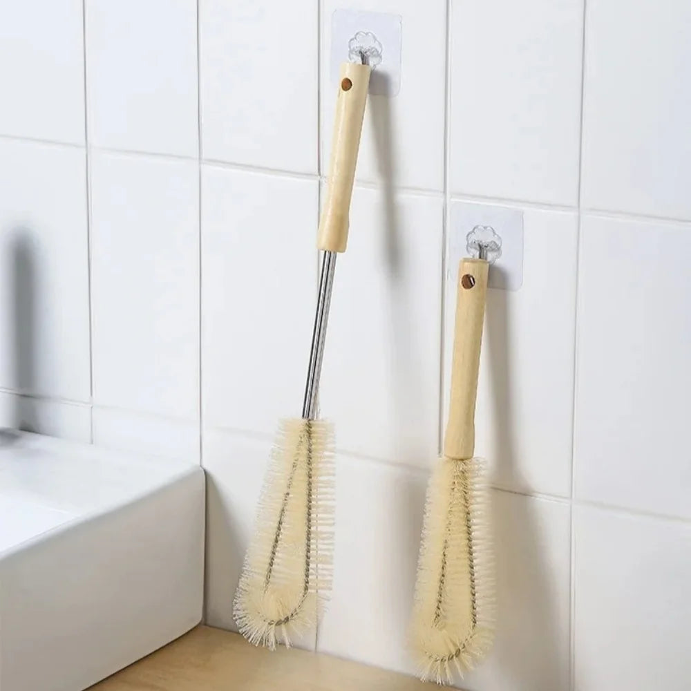 Kitchen Cleaning Tool Drink Bottles Glass Scrubbers Cleaning Brush Wooden Bottle Cleaning Brush With Long Handle For Baby Bottle Qme