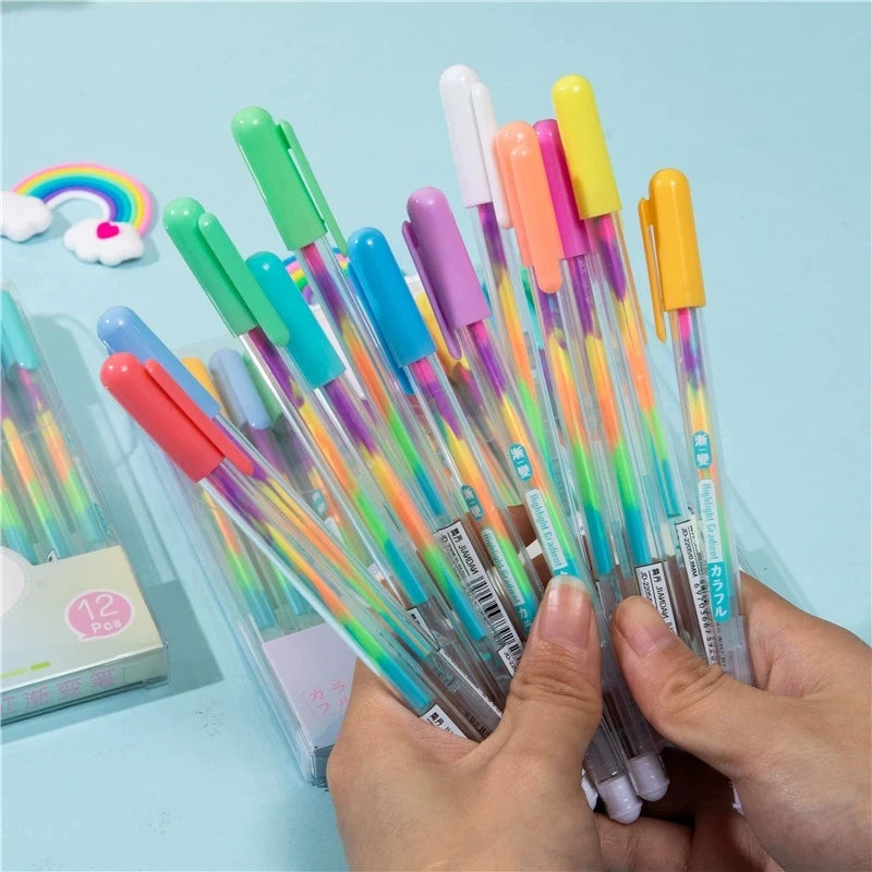 12 Colors Cute Gel Pens, 0.8 mm Fine Tip Ink Colored Gel Marker for Adult Coloring Book, Kids Drawing Art Supplies, Scrapbook Qme