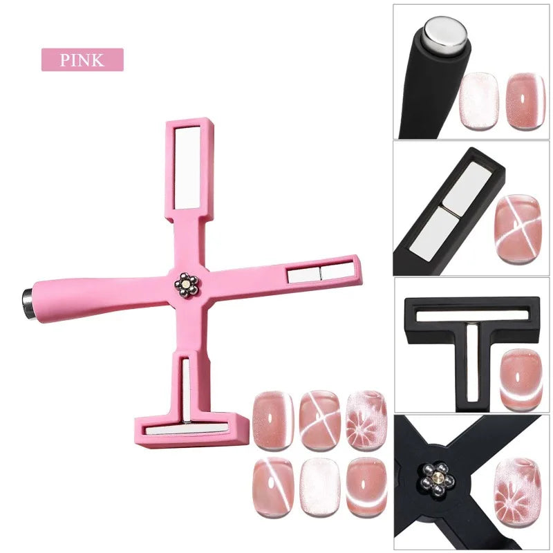 Multi-Functional Starfish Nail Magnet 8-in-1 Nail Art Tool Strong Magnetic Force Stick Anti-Fall Silicone Cover Cat Eye Manicure Qme 5-in-1 pink