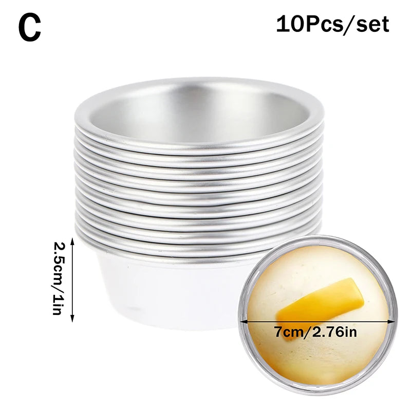 Puto Cake Mold Aluminum Alloy Egg Tart Cup Cupcake Mini Round Baking Qme C
