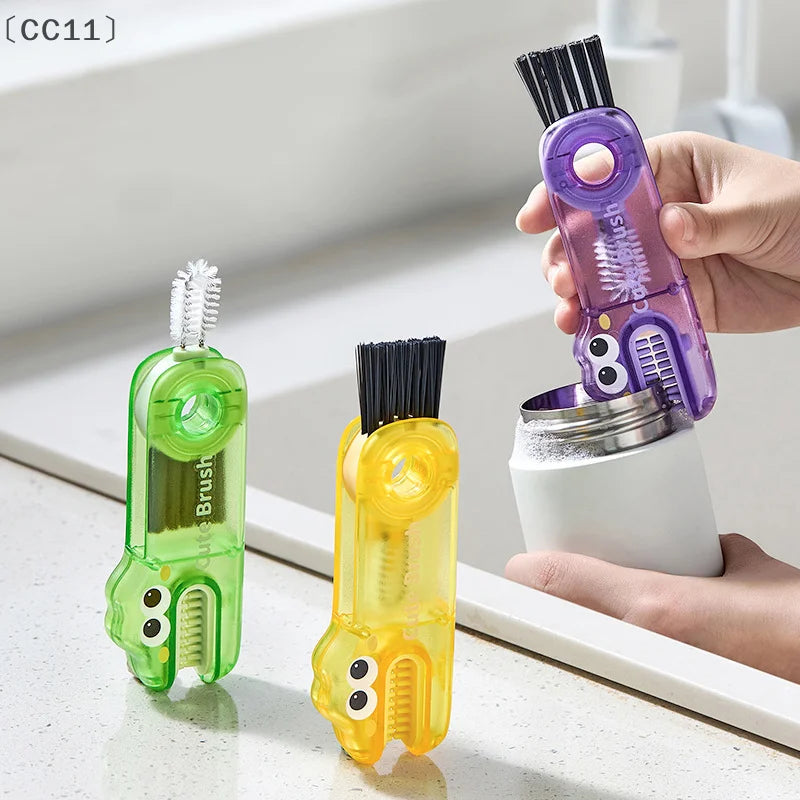 CC113 1 Multifunctional Cup Lid Brush Cute Crocodile Crevice Cleaner Qme