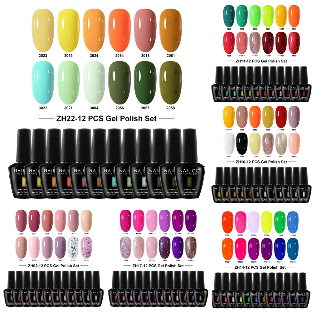 NAILCO Summer Macaroon Gel Nail Polish Semi Permanent UV Soak Off Art Qme