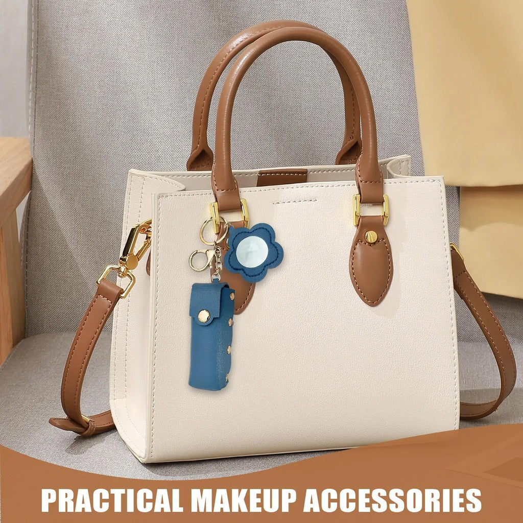 Lipstick Holder Keychain PU Leather Lipstick Case for Purse Fashion Makeup Storage Organizer for Women Girls Cosmetic Wallet Qme