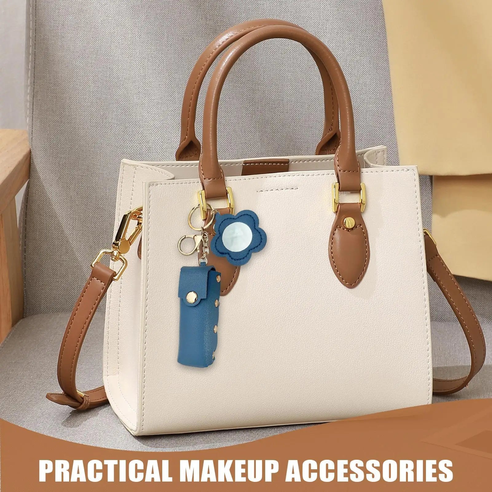 Lipstick Holder Keychain PU Leather Lipstick Case for Purse Fashion Makeup Storage Organizer for Women Girls Cosmetic Wallet Qme