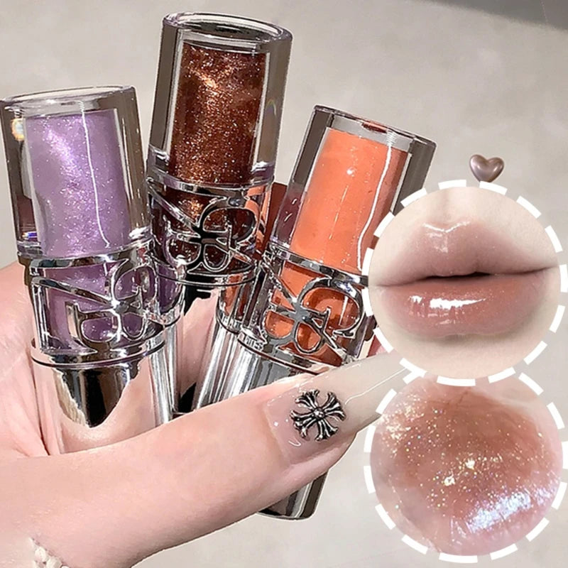 Clear Glass Gray Coffee Shine Lip Gloss Mirror Watery Moisturize Plumper Long Lasting Lip Tint Juicy Lip Oil Gloss Stain Makeup Qme