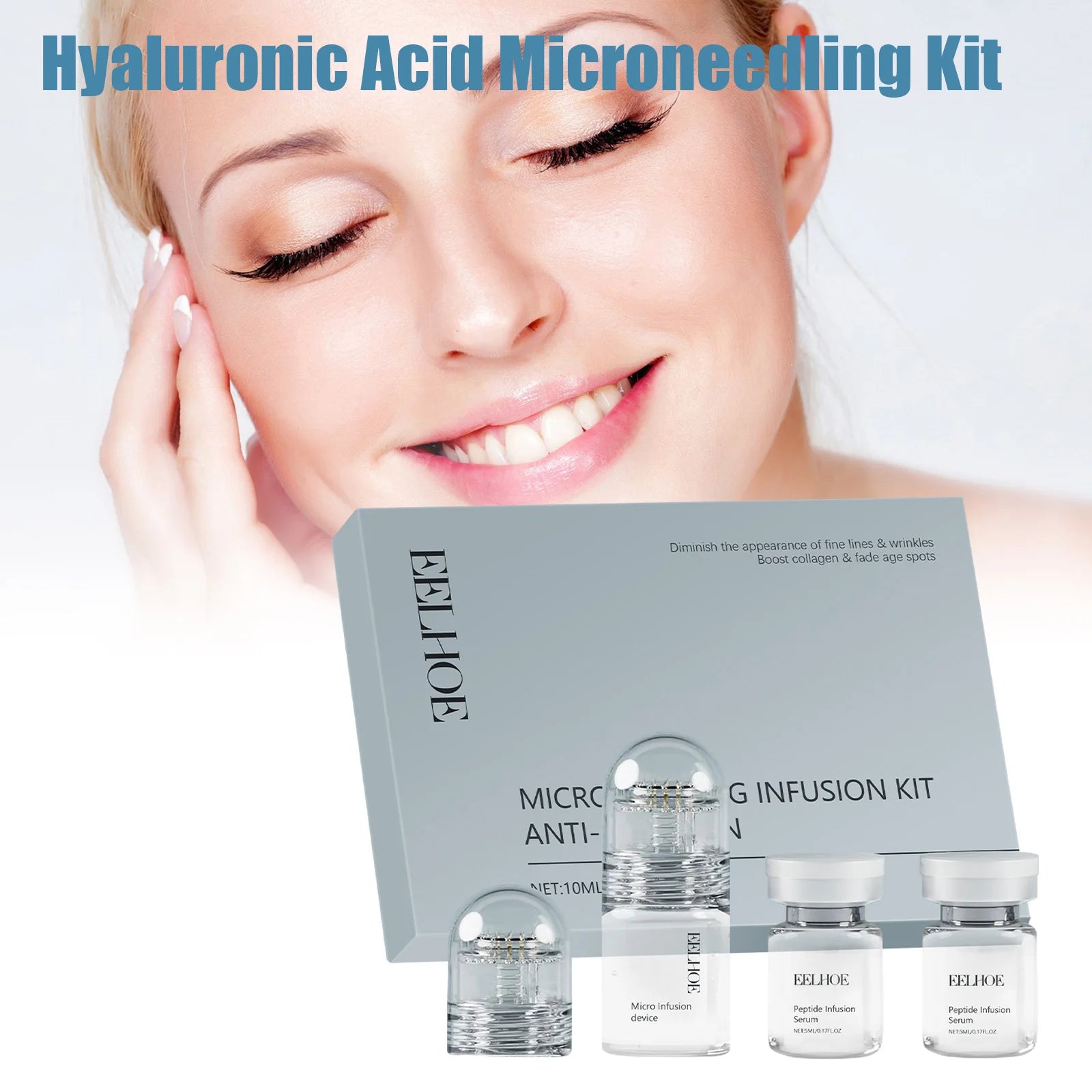 Hyaluronic Acid Facial Kit Hydrating Serum Roller Delicate Firming Facial Skin Smoothing Nourishing Skin Daily Care Essence Set Qme