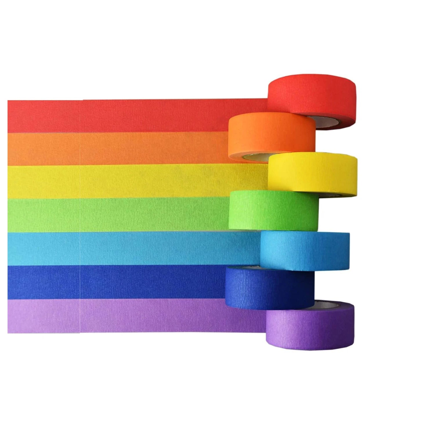 7 Rolls Rainbow Colored Masking Tape Adhesive Painters Textured Paper Roll Stickers Decoration DIY Marker Label Drafting Craft Qme