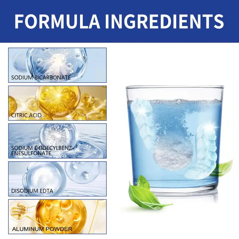 Multipack Denture Cleaning Tablets Teeth Brightening Freshen Breath Qme