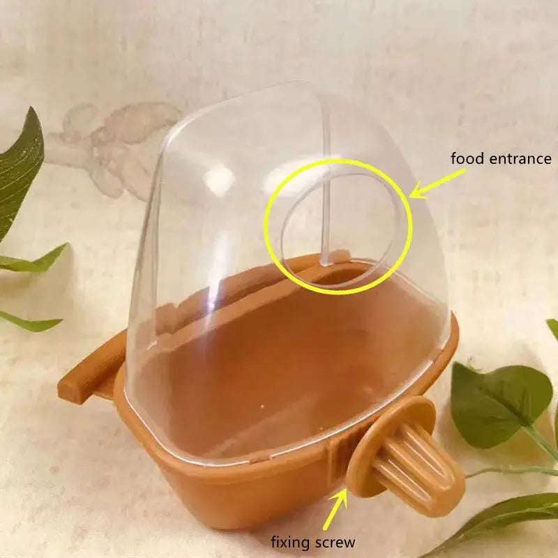 Clear Hanging Bird Cage Feeder Bowl Stand Plastic Food Water Qme
