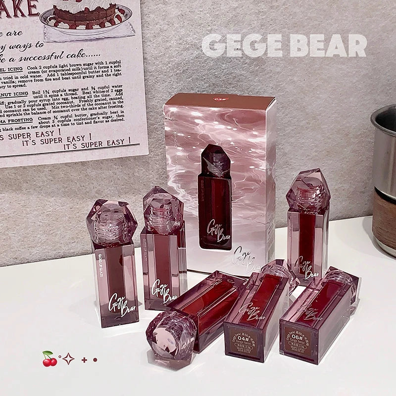 Gege Bear Mirror Lip Glaze Watery Shimmering Light Gloss Makeup 6 Qme