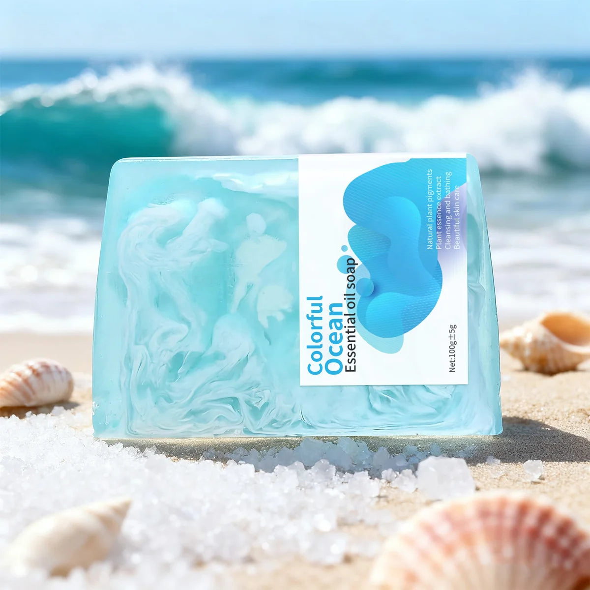 Sea Salt Colorful Handmade Soap Skin Whitening Acne Removal Facial Qme 100g