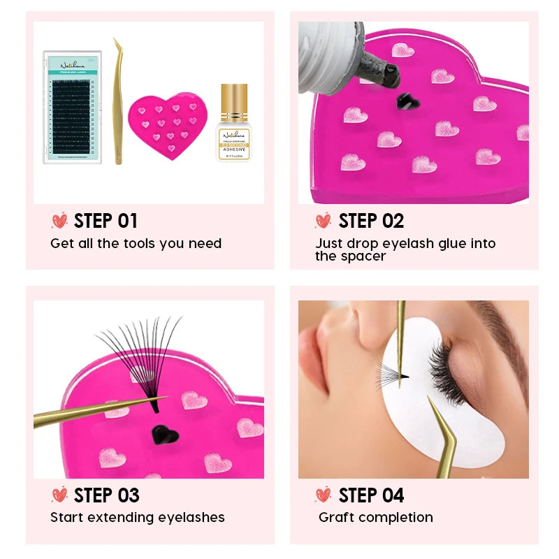 NATUHANA Heart-shaped Crystal Resin Eyelash Glue Pad Glass-like Qme