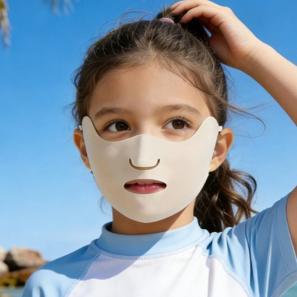 Open Nose Breathable Kids Full Face Mask Mouth Ear-mounted Sport Jaw Qme