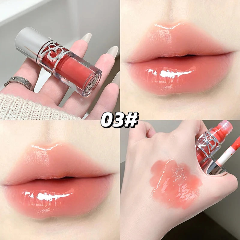 Gege Bear Glittering Mirror Lip Glaze, Watery Shimmering Light Lip Gloss Makeup 8 Colors, Hydrating Moisturizing, Long Lasting Qme GX1390-3