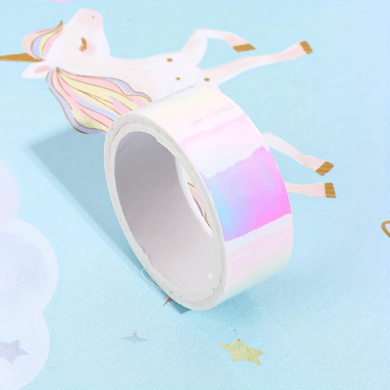 1pc / 196.85 inches laser reflective tape, decorative tape, girl album stationery tape, stationery stickers, photo diary, Qme White