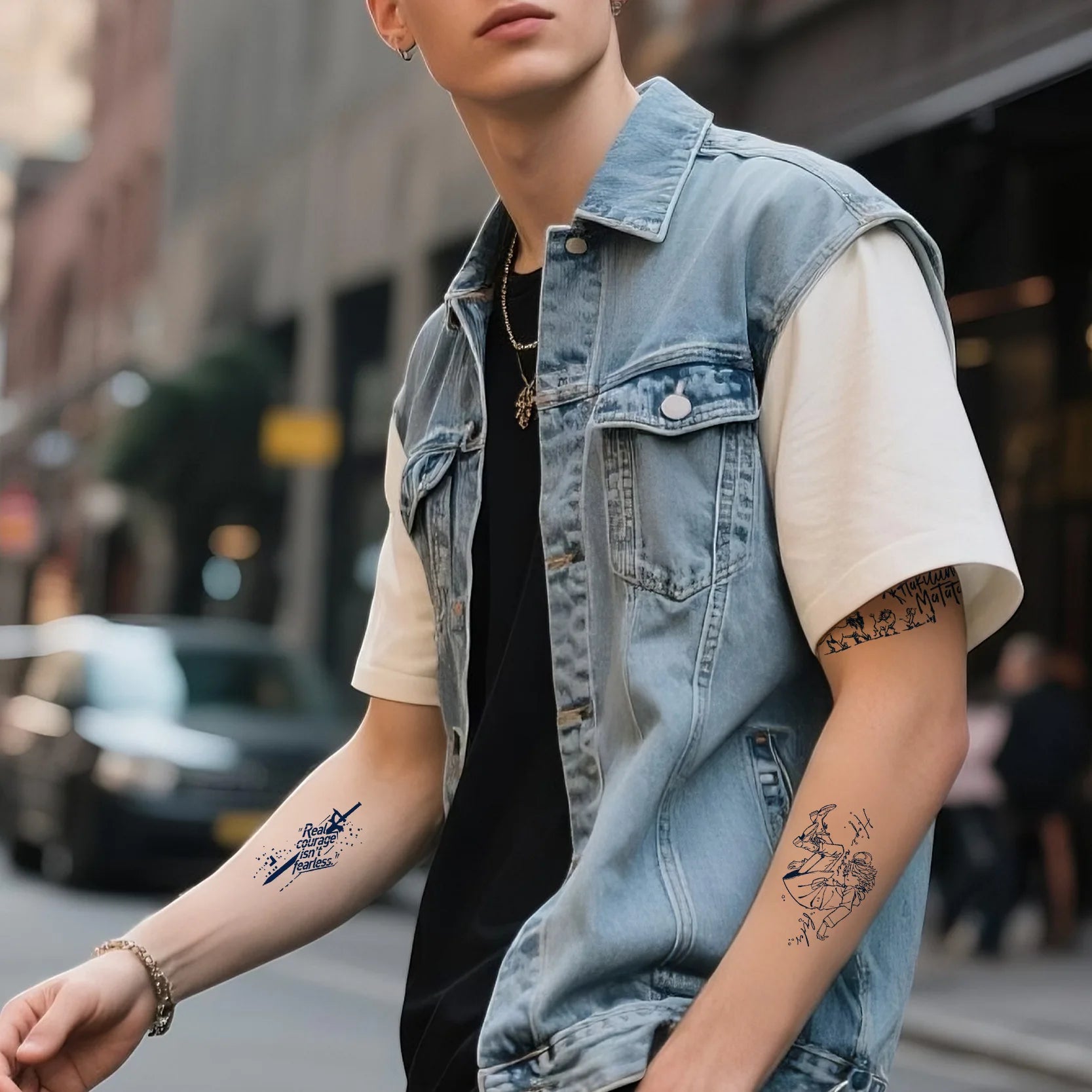 A 6pcs Disposable Small Tattoo Stickers for Women Men Flowers Moon Heart Temporary Tattoos for Hand Chest Wrists Finger Body Art Qme