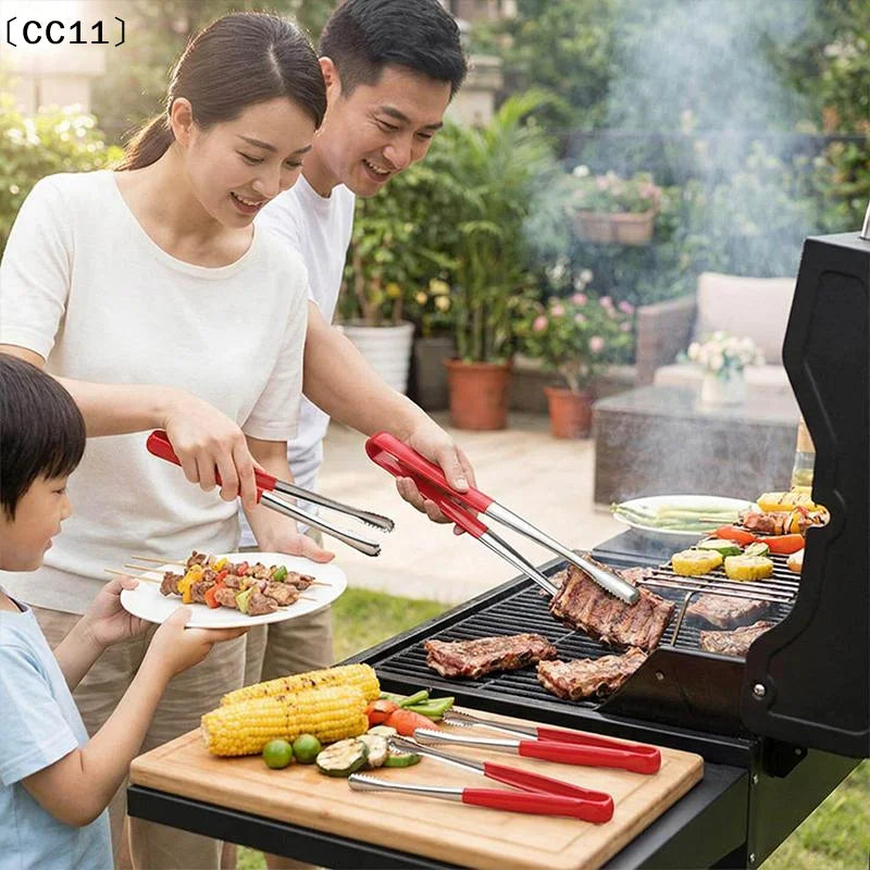 Barbecue Clip Grill Tongs Stainless Steel Meat Food Cooking Utensils Qme