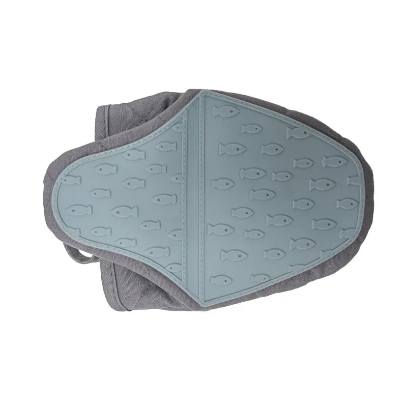 Fish Shaped Silicone Anti Scald Oven Gloves Kitchen Tray Dish Holder Qme Grey