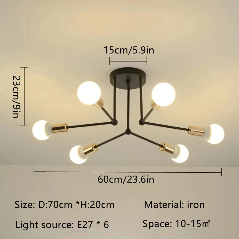 Modern Led Spider Ceiling Lighting Industrial Iron Black/Golden Nordic Minimalist Home Decoration Living Room Dining Room Ceilin Qme