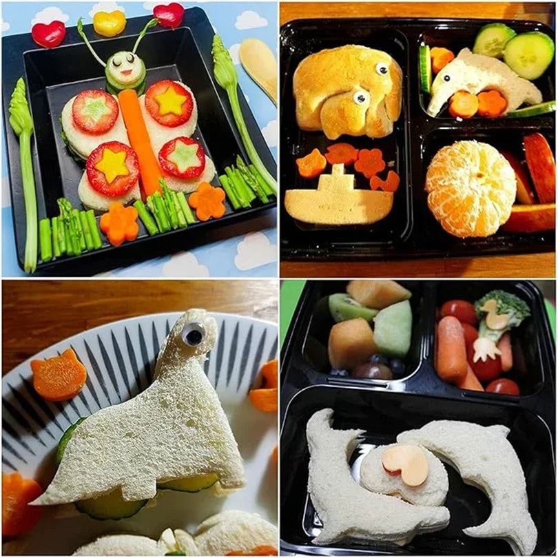 1/4PCS Sandwich Cutter Mold Dinosaur Shape Kids Sandwich Cutter Bread Biscuits Mold Baking Pastry Tools Cake KidsLunch Maker Qme